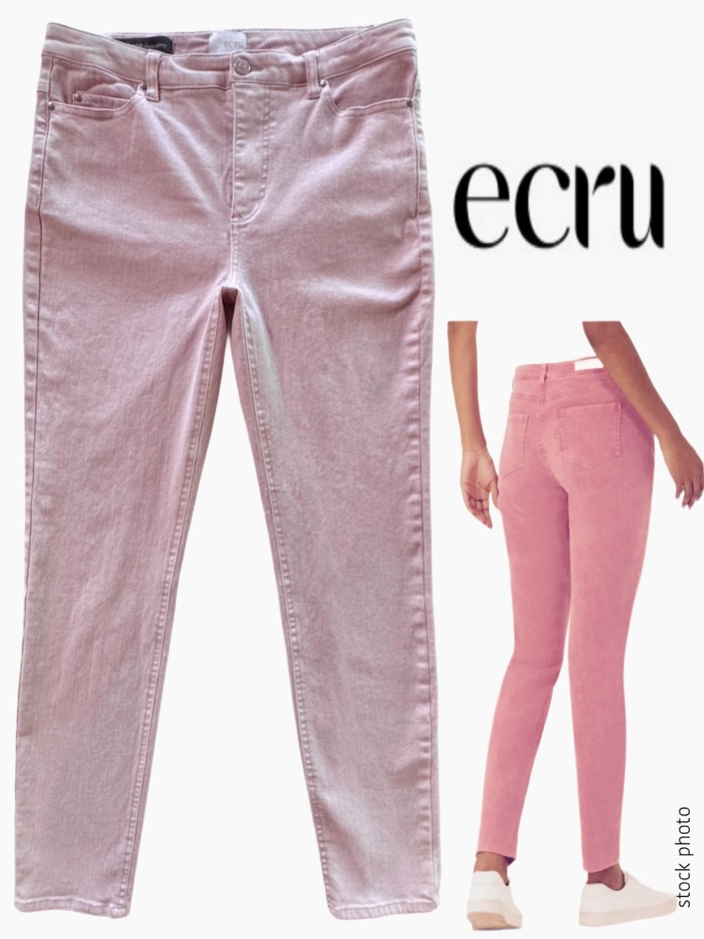 ECRU The Melrose Classic Skinny Mid-Rise Jean Light Blush Pink (27)